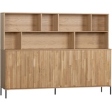 Ambia Home Buffet, Eiche, Hellgrau, Holzwerkstoff, Eiche, furniert, 4 Fächer, 200x150x44 cm, Typenauswahl, Beimöbel erhältlich, Küchen, Küchenmöbel, Buffetschränke