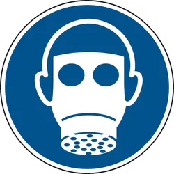 Gebotsschild, Atemschutz benutzen M017 - ASR A1.3 (DIN EN ISO 7010) - 50 mm Folie selbstklebend