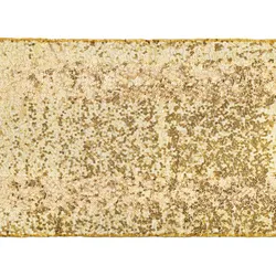 PartyDeco Tischläufer mit Pailletten 30cm x 5m schimmerndes Tischband Party Tischdeko Fotohintergrund Deko Stoff Eventdeko Tischdecke Gold