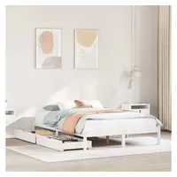 VidaXL Massivholzbett ohne Matratze Weiß 140x200 cm Kiefernholz