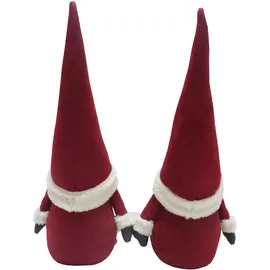 Lemodo 2er Set Wichtel 50 cm hoch, Weihnachtswichtel Duo in weihnachtlichem Rot