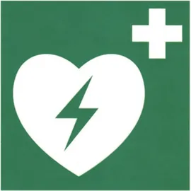 MBS FIRE Aufkleber Schild Defibrillator Defi selbstklebende Folie ISO7010 ASR A1.3 AED 20x20cm