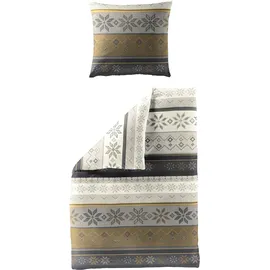 BIERBAUM 3751 Schneeflocken Gold 155 x 220 cm + 80 x 80 cm