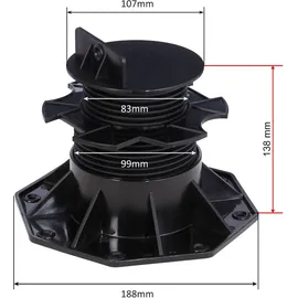 XPOtool Stelzlager Set 100 x 60-138 mm grau