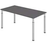 HAMMERBACHER YS16 höhenverstellbarer Schreibtisch grafit rechteckig, 4-Fuß-Gestell silber 160,0 x 80,0 cm