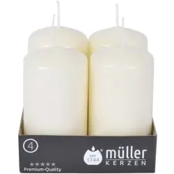 Müller Kerzen Stumpenkerze, vanille 2400904838 , 1 Packung = 4 Stück, (Ø x H): 48 x 90 mm