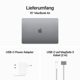 Apple MacBook Air 15‘‘ Spacegrau CTO M3 8-Core CPU 10-Core GPU 16GB RAM 256GB SSD 35W - BTO MRYM3D/A space-gray