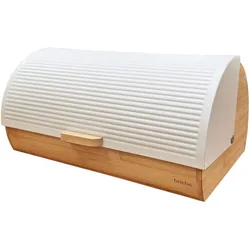 Briebe BB1162WHT Brotkasten für Brotaufbewahrung, Bambusholz, Schiebedeckel, Brotbox Aufbewahrung, Weiß