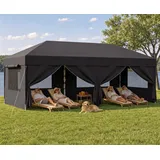 GUNJI Pavillon 3x3/3x6 m Gartenpavillon mit 4 seitenteilen Pop Up Pavillon UV-Schutz, (Schneller Aufbau, Abnehmbare Wände + Insektenschutz, 4 Sandsäcke dabei, Für Camping & Picknick geeignet) grau 600 cm