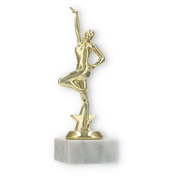 Pokal Kunststofffigur Jazz Dance gold auf weißem Marmorsockel 20,7cm