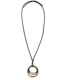 Lange Kette »Textilband mit Kreisen«, 76188224-0 gelbgoldfarben-schwarz