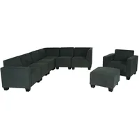 Mendler Modular Sofa-System Couch-Garnitur Lyon 6-1-1, Stoff/Textil anthrazit-grau - Grau