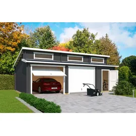 Lasita Maja Blockgarage »Hawaii«, BxT: 820 x 579,6 cm (Außenmaß), Holz - grau