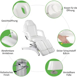 Habys Max Bianco Kosmetikliege Massageliege Behandlungsliege | Hydraulisch & pneumatisch verstellbar | 360° drehbar | 194 x 62 cm