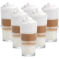 Vitrea 6er Set Latte Macchiato/Kaffee-Gläser - 350ml, 6 Glas Trinkhalme 23 cm, 1 Bürste (New York)