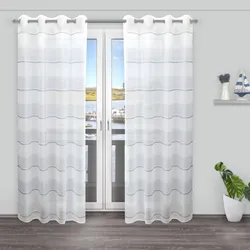 Gardine DECOLIFE "Hani" Gr. 1, grau (anthrazit, weiß), B:135cm H:245cm, Wirkware, Polyester, Gardinen, Ösenschal Hani weiß-grau gestreift