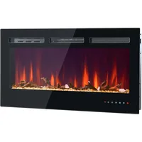 modfu Elektrokamin Elektrokamin, Kamin Elektrisch Wand- & Einbau Elektrokamin,verstellbarer Thermostat, Fernbedienung und Touchscreen-Einstellungen,132×46.5×12cm schwarz