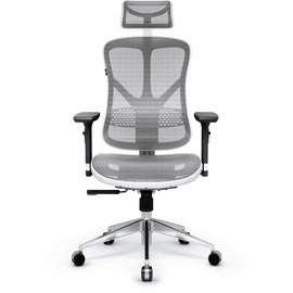 Diablo Chairs Diablo V-Basic Bürostuhl Schreibtischstuhl Chefsessel 3D Armlehnen Verstellbare Kopfstütze Wippfunktion Netzstoff (weiß/grau)