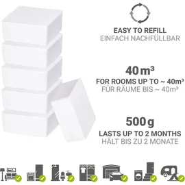 Wenko Raumentfeuchter Cube Nachfüller 500 g, 6er, Luftentfeuchter Nachfüllpack