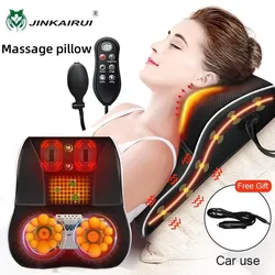 Jinkairui Elektrisches Shiatsu-Massagegerät für Kopf, Hals, Halswirbelsäule, Traktion, Körper, Auto-Rückenkissen mit Heizung, vibrierendes Massagegerät