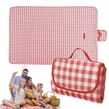 Picknickdecke 200x200 cm, Picknickdecke Wasserdicht mit Tragegriff, Faltbare Stranddecke,Groß Campingdecke für 6-8 Personen,XXL Picknickdecke rot,Tragbare Picnic Decke für Strand,Reisen,Camping,Garten