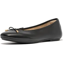 FitFlop DELICATO Bow Soft Leather Ballet Flats Black