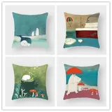 Kissenbezug 80x80 Pilz Tier Bär Kissenbezug 80x80 Sanft Baumwolle und Leinen Kopfkissenbezug 80x80 mit Reißverschluss Dauerhaft Kissenbezüge 80x80 Knitterfreie Starke Atmungsaktivität 4 Pcs