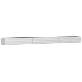 vidaXL Garten-Hochbeet verzinkter Stahl rechteckig 600 x 80 x 45 cm Silber