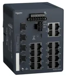 Schneider Electric MCSESM243F4LG0 Modicon Managed Switch, 20 Ports für Kupfer (20TX 10/100 Mbit/s) + 4 Gigabit SFP-Ports (100/1000 Mbit/s)