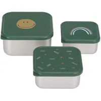 Lässig Snackbox Kinder 3er Set Edelstahl Brotdose/Snackbox Stainless Steel Happy Rascals Smile