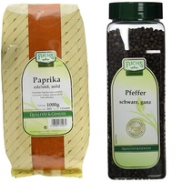 Fuchs Paprika edelsüß mild (1 x 1 kg) & Pfeffer schwarz ganz (1 x 500 g)