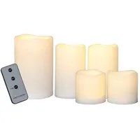 LED Kerzenset flackernd Batterie Timer Fernbedienung für Außen creme 5St.