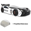 Autobett "Police" Spielbett für Kinder 90x200 inkl. Lattenrost und PolyMed Matratze