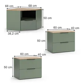 Vicco Wohnwand Wido, Grün, 3 Teile, Vicco