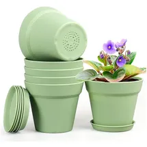 luxuskollektion Blumentopf Untersetzer Ablauflöcher 6er Set Grün 6IN