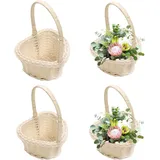 4 Stück Blumenmädchenkorb, Wicker Blumenmädchen Korb Für Hochzeiten, Kleine Weiden Rattan Korb Mit Griff, Rattan Blumenkorb, Aufbewahrungskörbe Für Hochzeit, Ostern Dekoration