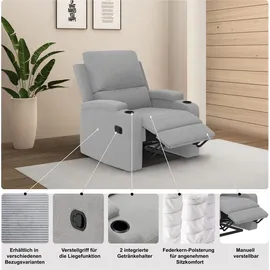 OTTO home Relaxsessel Napori Polyester 87 x 105 x 94 cm Grau mit Getränkehalter