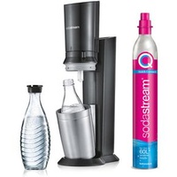 Sodastream Wassersprudler Crystal 3.0, schwarz, mit 1 Glasflasche und 1 Zylinder