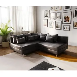 DeLife Eckcouch Clovis Anthrazit Antik Optik Ottomane Links Ecksofa modular