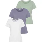 Eastwind T-Shirt Packung, 3er-Pack, 3 Stk. Kurzarm, hüftlang, für die Freizeit, aus Baumwolle, Gr. 36/38, hellgrün, lavendel, weiß, , 78093446-36
