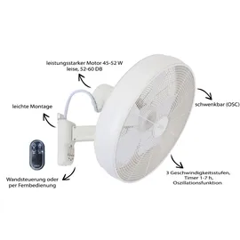 LUCCI AIR Breeze 41 cm Wandventilator weiß