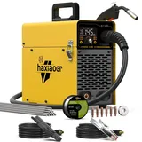 HAXIAOER 145A Fülldraht Schweißgerät Ohne Gas, 3-In-1 Fülldraht Schweißgerät mit ARC/Flux MIG/MMA Lift WIG - Funktion, Kompakt Inverter Schweißgerät, LED Licht, Synergischer Drahtvorschub