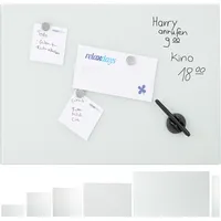 Relaxdays Glas-Magnetboard 80 x 50 cm weiß