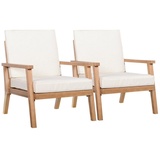 Outsunny 2er-Set Gartenstühle mit Kissen Gartensessel Set Gartenstuhl aus Pappelholz, Gartenmöbel Holzstuhl Balkonstuhl Terrassenstuhl Braun+Beige 66