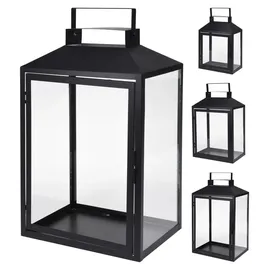 Mojawo Windlicht 3er Gartenlaternen Metall Schwarz