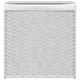 vidaXL Wäschekorb mit 2 Fächern Weiß 53x35x57 cm Poly Rattan