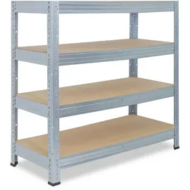 shelfplaza PRO 115x120x40 cm Schwerlastregal in verzinkt mit 4 Böden und 200 kg Traglast pro Boden