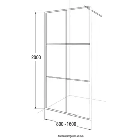 Home Deluxe - Duschabtrennung - BAKI - Breite: 150 cm, Schwarzer Rahmen, Klarglas, 6 Raster Optik - 10 mm ESG - Sicherheitsglas I Walk in Dusche, D... - Transparent