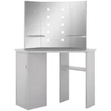 vidaXL Eck-Schminktisch mit LED Betongrau 111x54x141,5 cm