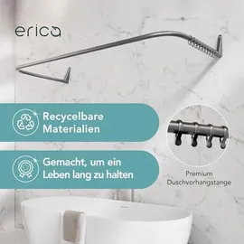 ERICA Duschvorhangstange L-Form 4-in-1 grau